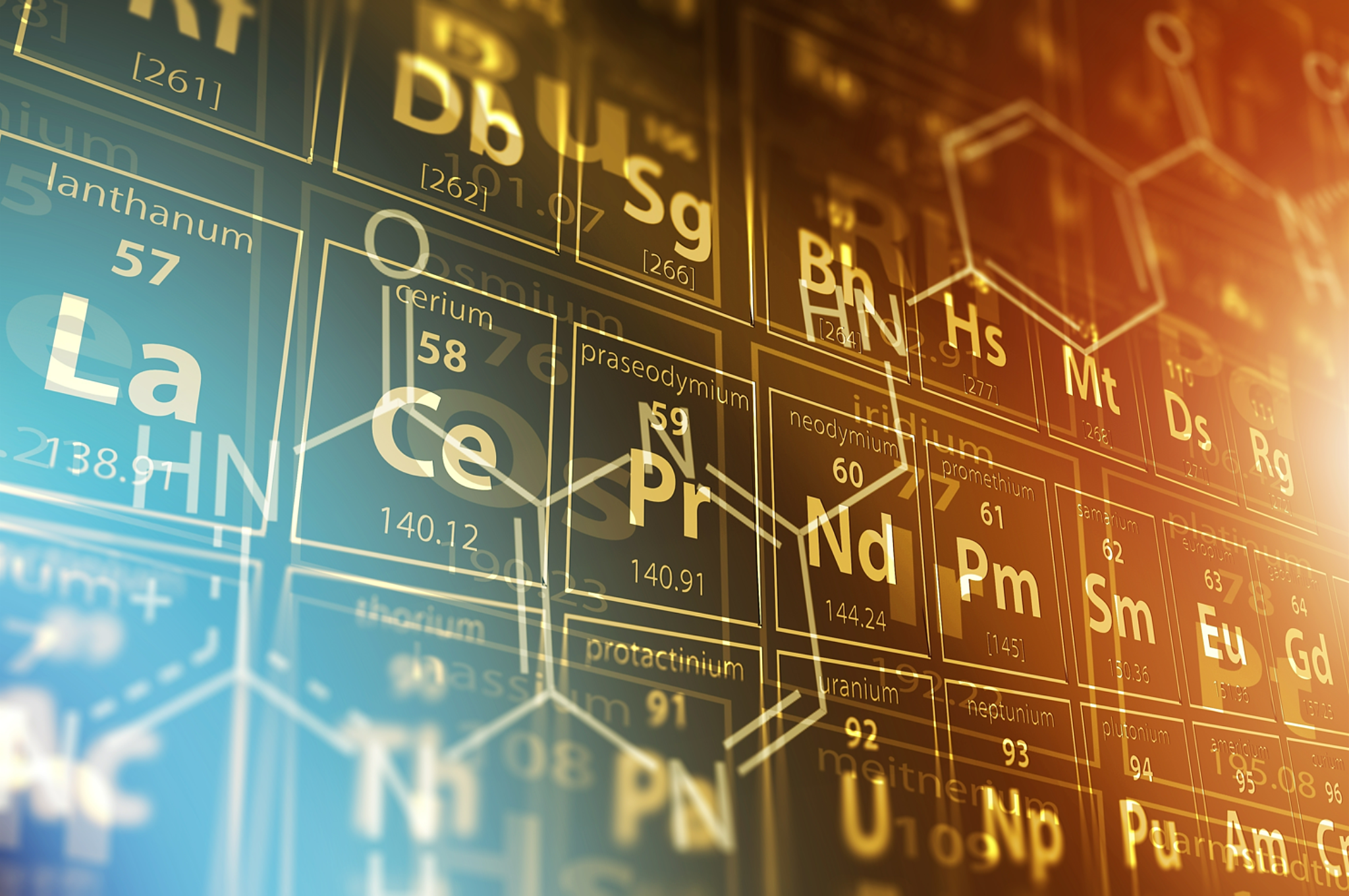 Stylized illustration of the periodic table of elements
